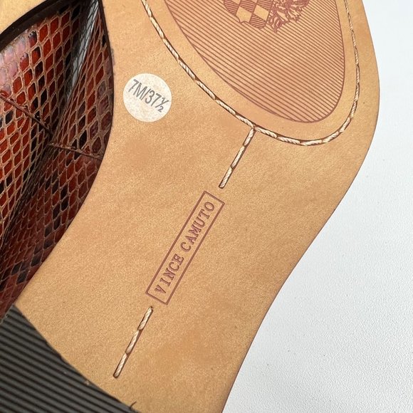 Vince Camuto Womens Satillie Brown Leather Snake Pointed Toe Loafer Shoes size 7 - Picture 15 of 16